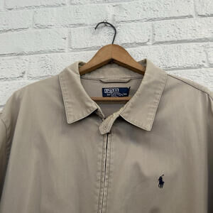 Vintage Polo Ralph Lauren Harrington‎ Bomber Jacket Tan Khaki Plaid Lined XL
